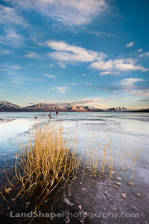 Ice on Utah Lake, Utah.